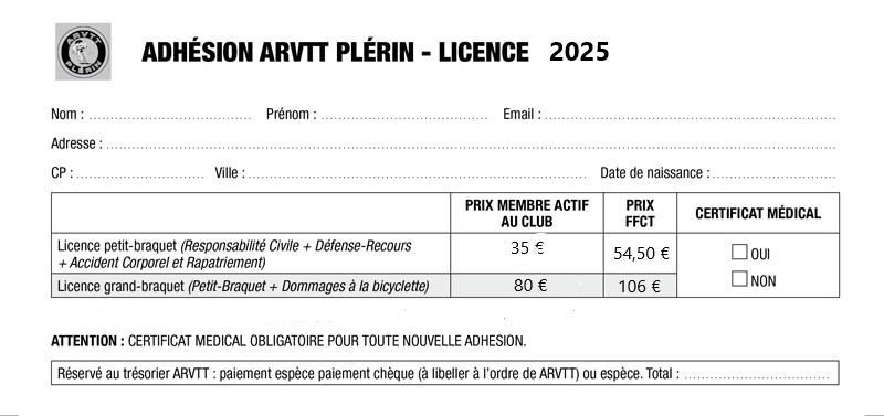 formulaire licence 2018